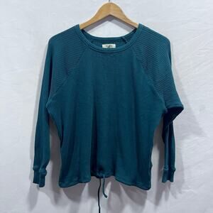 Madewell Women's Waffle Knit Darby Tunic Top XS Long Sleeve Forest Green